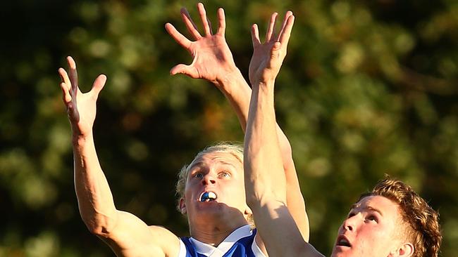 Jaidyn Stephenson flies for a mark earlier this season. Picture: Getty Images