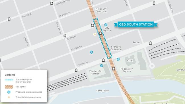 The proposed that CBD South station will have three main entrances.