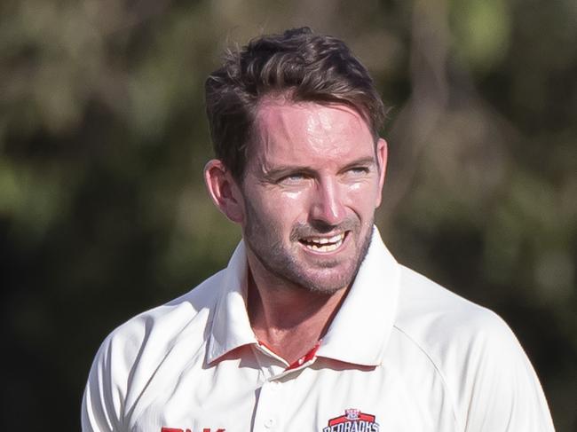 Chadd Sayers of the Redbacks celebrates after bowling Trent Copeland of the Blues during the Marsh Sheffield Shield match between the NSW Blues and South Australia Redbacks at Bankstown Oval in Sydney, Monday, February 24, 2020. (AAP Image/Craig Golding) NO ARCHIVING, EDITORIAL USE ONLY, IMAGES TO BE USED FOR NEWS REPORTING PURPOSES ONLY, NO COMMERCIAL USE WHATSOEVER, NO USE IN BOOKS WITHOUT PRIOR WRITTEN CONSENT FROM AAP