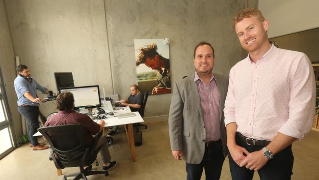 Stead Lane directors Adam Stead and Flynn McFarlane at their digital marketing agency in Southport; the company generated about $1 million in turnover last year. Picture: Mike Batterham