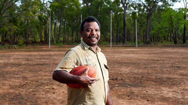 In the blood ... Tiwi Bombers coach Willie Rioli Snr is not sure what it is about Pirlangimpi that produces sporting stars. Picture: Elise Derwin