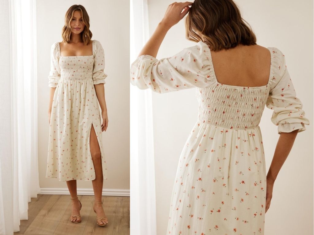 Atmos & Here Primrose Linen Blend Midi Dress