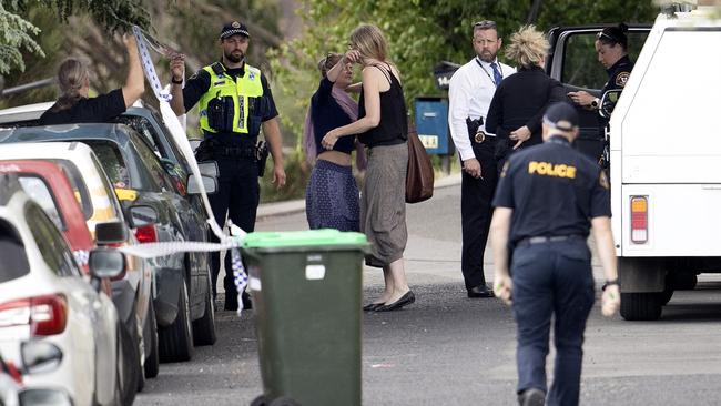 Police attending the scene after the alleged South Hobart murder in November 2020. Picture: Chris Kidd