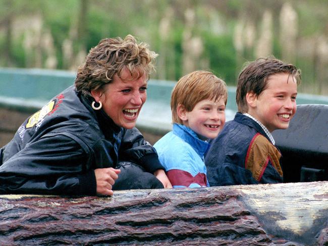 Diana Princess Of Wales, Prince William and Prince Harry in happier times. Picture: Julian Parker/UK Press via Getty Images)