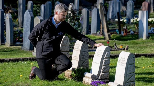 Max Dutton, heritage interpretation officer for the Commonwealth War Graves Commission at the ANZAC cemetery, St Mary's Churchyard, in Harefield. Picture: David Dyson