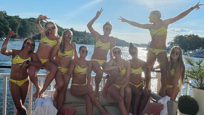 The Matildas partying in Sweden in June’s lead-up to the Olympics. Picture: Instagram