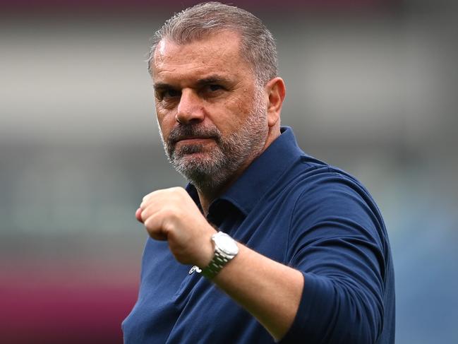 Tottenham manager Ange Postecoglou celebrates his team's Premier League victory at Burnley. Picture: Gareth Copley/Getty Images