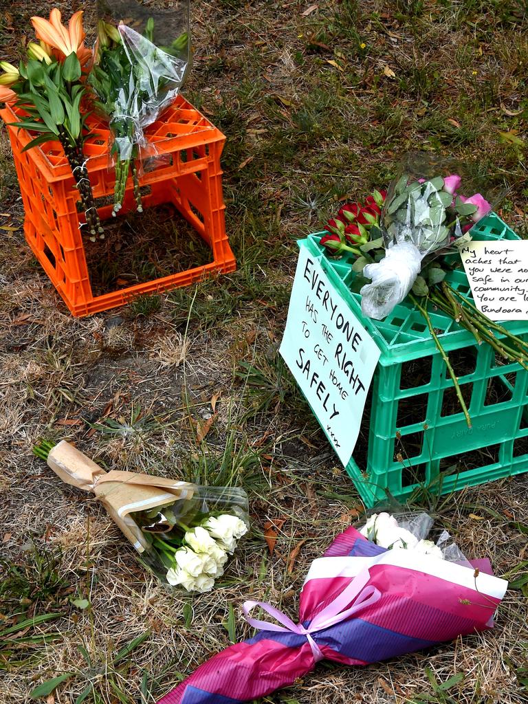 Floral tributes were left at the scene of the crime. Picture: Nicole Garmston