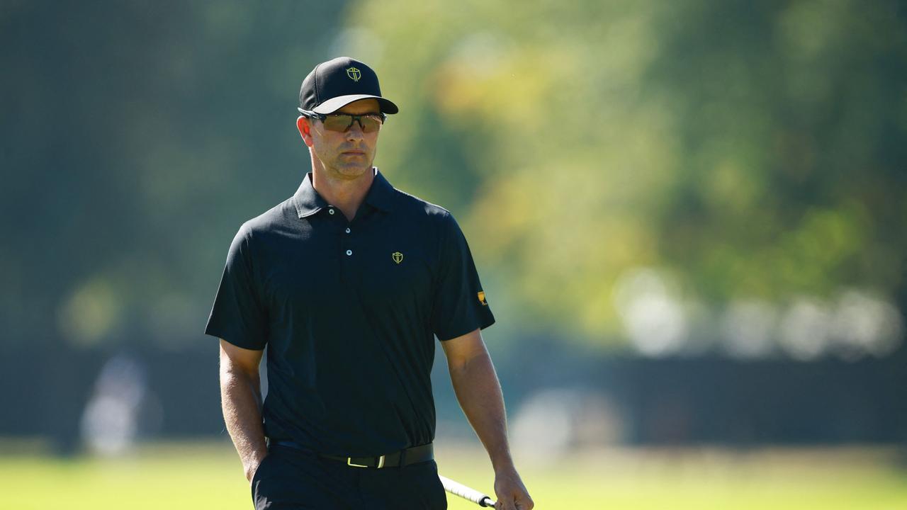 MONTREAL, QUEBEC - SEPTEMBER 29: Adam Scott of Australia and the International Team walks to the second green during Sunday Singles on day four of the 2024 Presidents Cup at The Royal Montreal Golf Club on September 29, 2024 in Montreal, Quebec, Canada. Vaughn Ridley/Getty Images/AFP (Photo by Vaughn Ridley / GETTY IMAGES NORTH AMERICA / Getty Images via AFP)