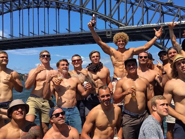 Roosters players on Sydney Harbour on Australia Day. Source: INSTAGRAM