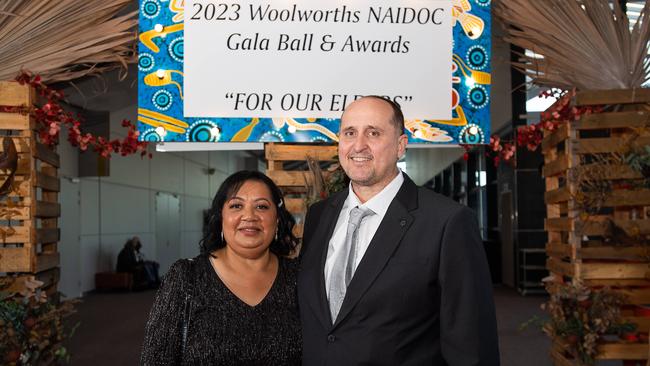 Di Ambyrum-Rollo and Micheal Rollo at the 2023 NAIDOC Ball. Picture: Pema Tamang Pakhrin