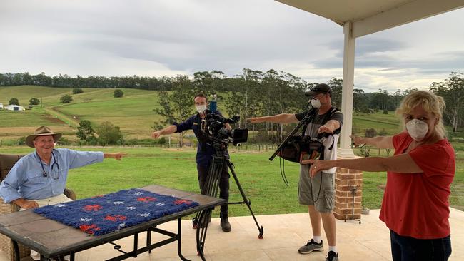 Dr Harry Cooper filming Better Homes and Gardens under coronavirus restrictions. Picture: Supplied/7 Network