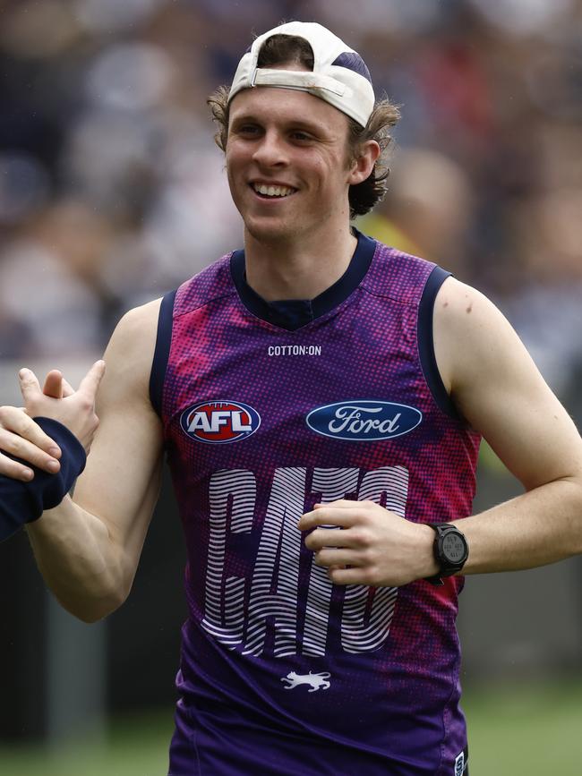 The youngster loved the moment. Picture: Darrian Traynor/Getty Images