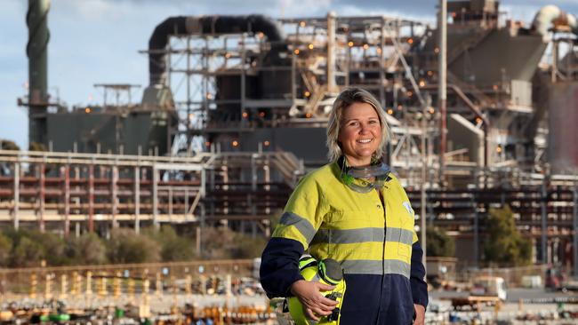 Alcoa employee Rebecca Hudson at the Wagerup Refinery. Picture: Colin Murty