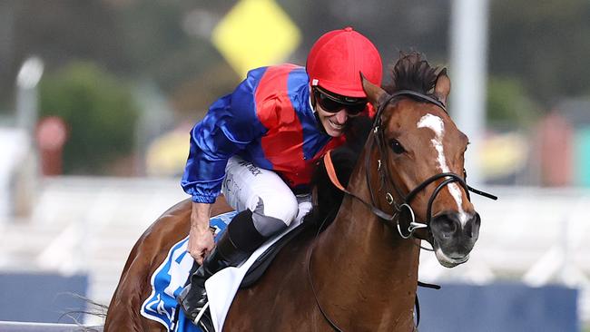 James McDonald takes out the Mackinnon Stakes on Zaaki. Picture: Michael Klein.