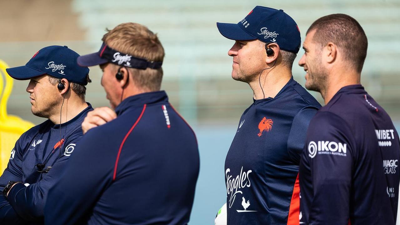 Roosters coaching staff with Brett Morris, Trent Robinson, Jason Ryles and Matt King