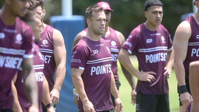 SYDNEY, AUSTRALIA -November 10, 2023.Manly Pre Season under way. New signing Luke Brooks during training. Picture: Jeremy Piper