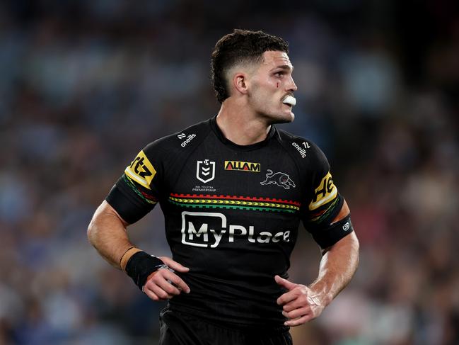 Penrith Panthers star Nathan Cleary was one of six NRL players reportedly interested in a code switch according to former Rugby Australia chairman Hamish McLennan. Picture: Getty Images