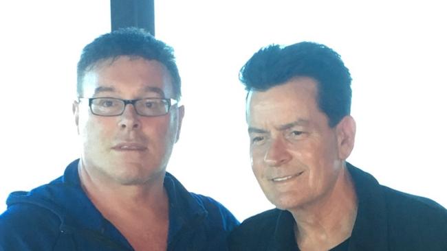 Ultra Tune executive chairman Sean Buckley with Charlie Sheen in Melbourne ahead of filming for Ultra Tune’s new TV ad now screening in prime time during breaks in the Australian Open coverage.