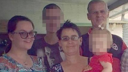 After the attack by Mr Michell (back right) on his wife (front centre), daughter Jennifer (left) was airlifted to John Hunter Hospital in Newcastle.