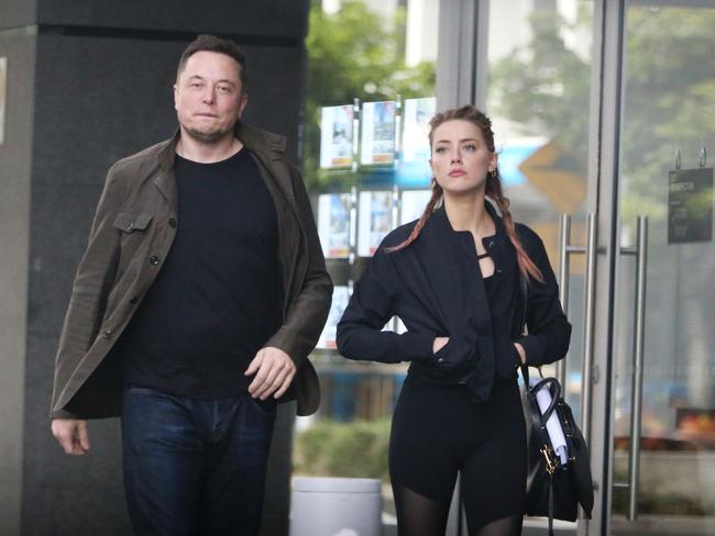 Amber Heard and Elon Musk pictured together in Broadbeach on Monday. Picture: Nigel Hallett