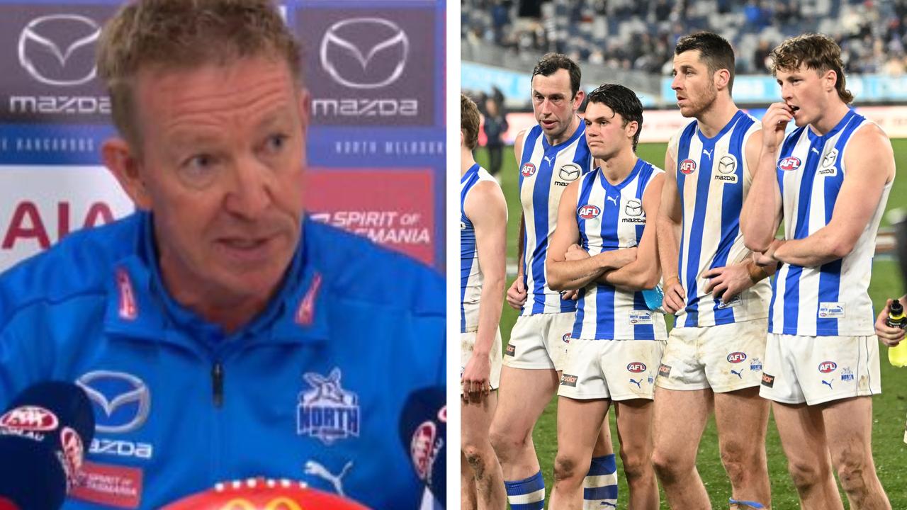 David Noble North Melbourne Kangaroos coaching stats, file, press convention after decline to Geelong Cats