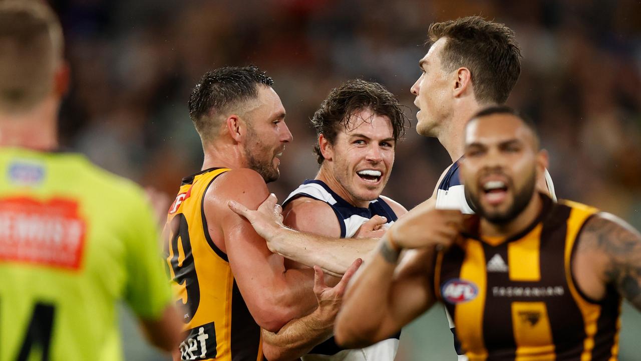 There is still spite in the Geelong-Hawthorn rivalry. Picture: Michael Willson/AFL Photos via Getty Images