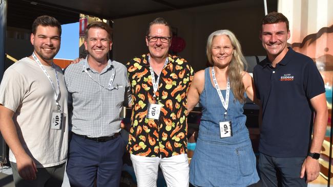 Daniel Albert, Jarrod Bleijie MP, John Ornine, Maria Ornine and Alister Eiseman at The Station's opening night.