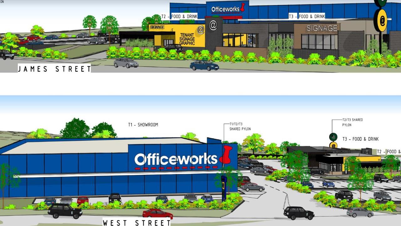 REVEALED: Officeworks will be the anchor tenant of a $30m project replacing the infamous Snap Fitness eyesore on the corner of James and West Streets in Harristown.