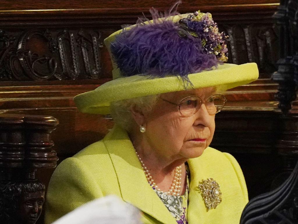 The Queen at the wedding of the Duke and Duchess of Sussex.