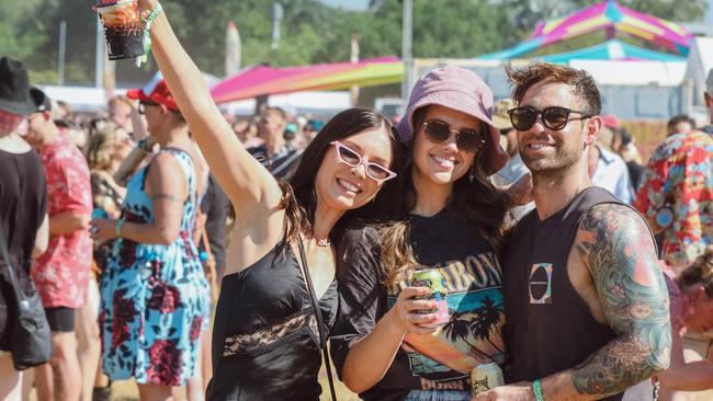 Sydney Ryan, Lisa Puglisi and Luke MacDonald at BASSINTHEGRASS 2021. Picture Glenn Campbell