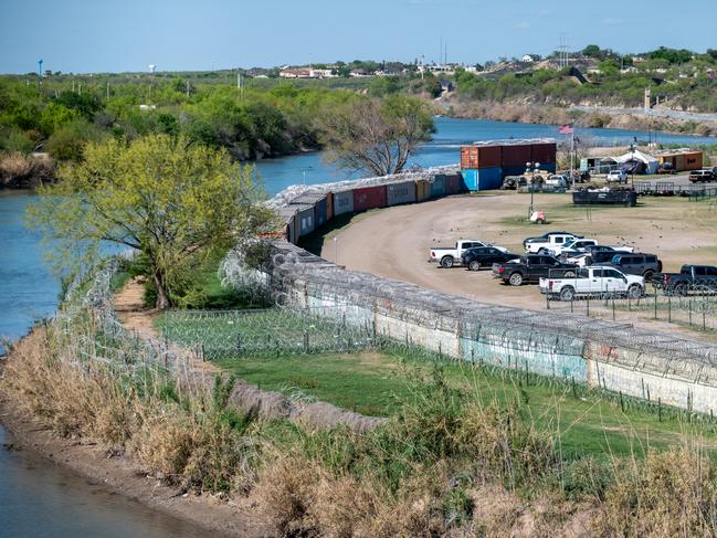 The fortification of the border on the banks of the Rio Grande in Eagle Pass. Picture: Sergio Flores