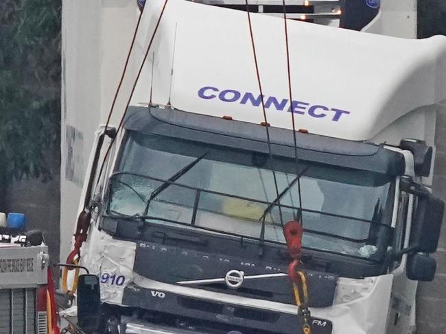 The Connect Logistics truck Singh was driving when he killed the four police officers. Picture: Scott Barbour/AAP