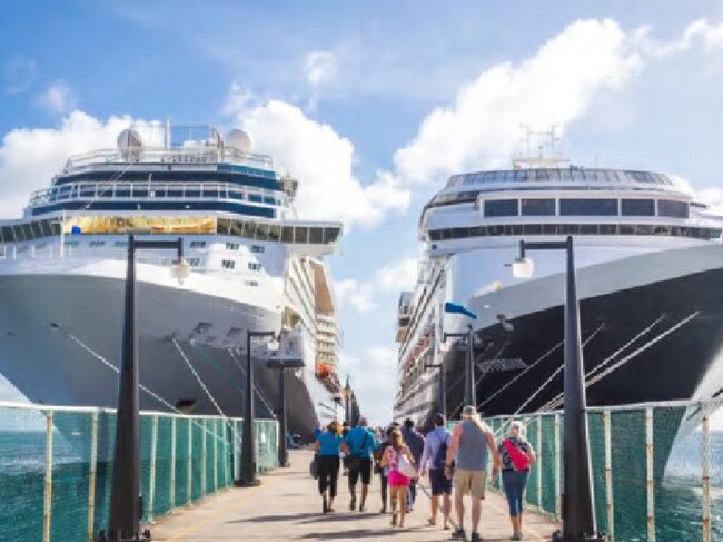 Examples of a cruise ship terminal in The Spit master plan.