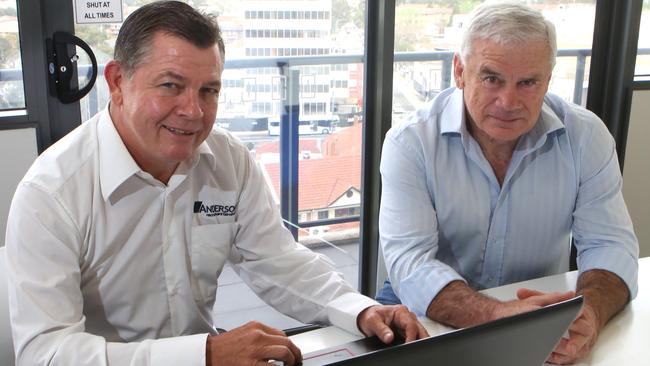 Bulldogs legends (from left) Kevin Moore and Chris Anderson are being sued by the ATO. Picture: AAP/Robert Pozo