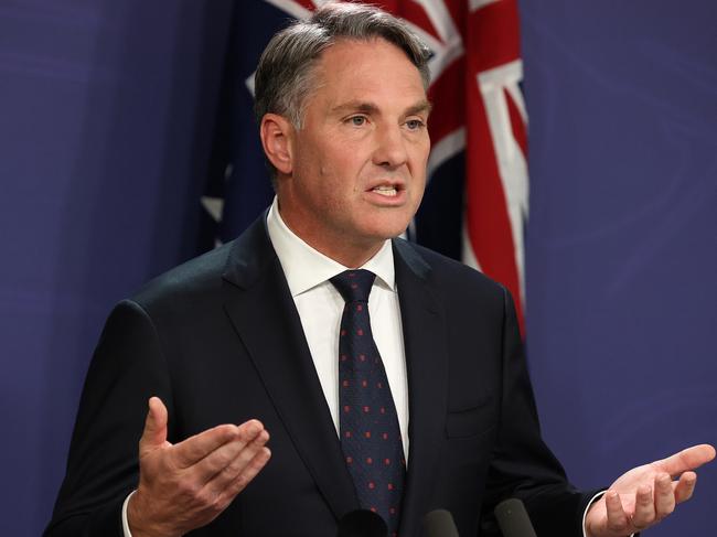 FEDERAL ELECTION TEAM 2022. LABOR BUS TOUR 6/5/2022. Deputy Labor leader Richard Marles during a press conference, Commonwealth Parliamentary Offices, Sydney. Picture: Liam Kidston