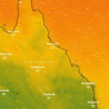 Morning temperatures will be up to 8C warmer in parts of inland Queensland on Wednesday.