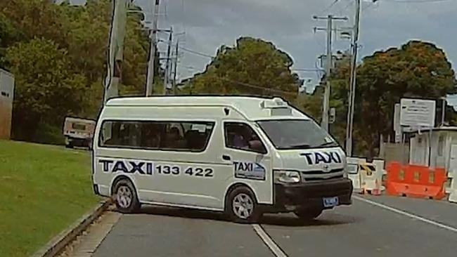 This taxi drove across the grass and around the barrier. Picture: Gold Coast Bulletin