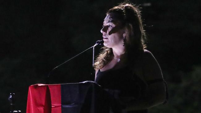 Senator Lidia Thorpe at the dawn service in Melbourne. Picture: David Crosling