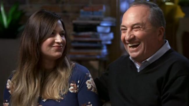 Barnaby Joyce and Vikki Campion during their interview with Seven’s Sunday Night program. Pic: Channel 7