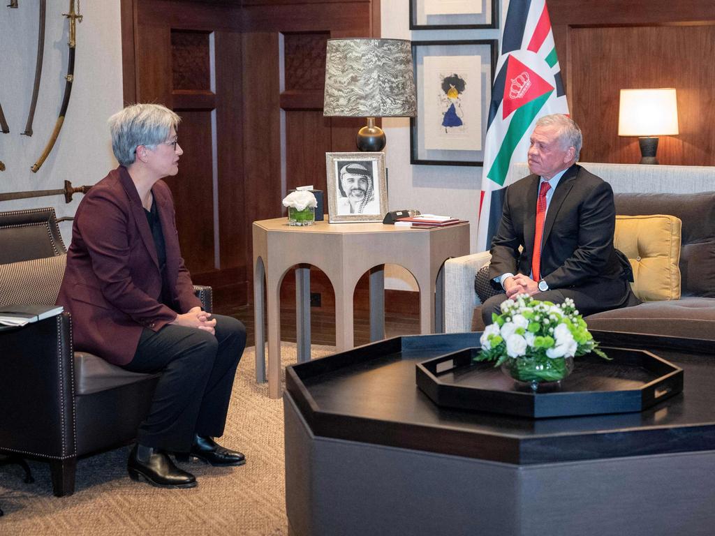 Penny Wong meets with Jordan's King Abdullah II in Amman. Picture: AFP