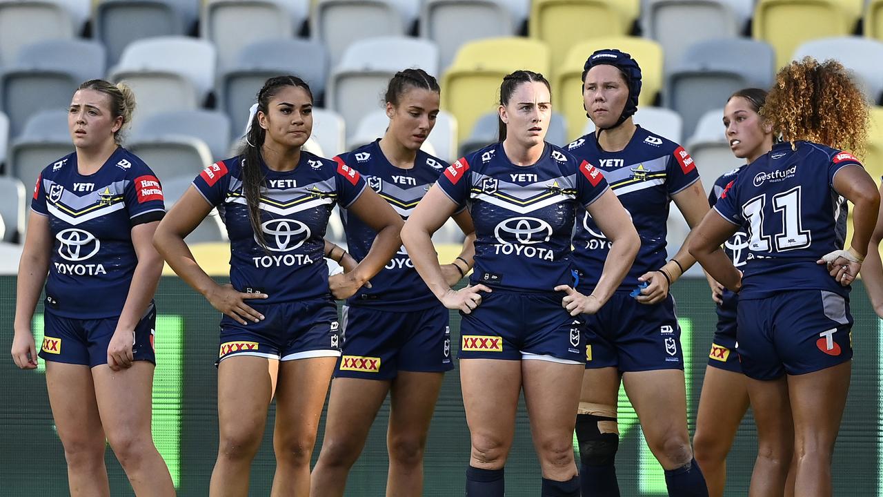 The North Queensland Cowboys look on during the round nine NRLW loss to the Newcastle Knights at Queensland Country Bank Stadium on September 21, 2024 in Townsville, Australia. (Photo by Ian Hitchcock/Getty Images)