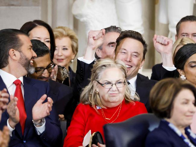 Billionaire Elon Musk is in a jubilant mood during the ceremony. Picture: AFP