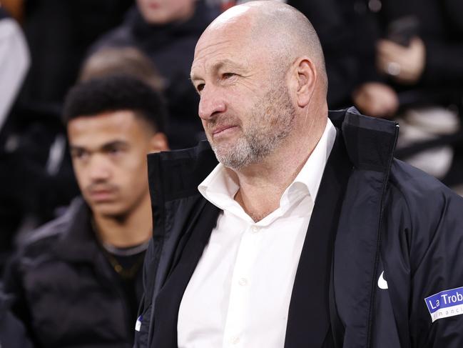 MELBOURNE, AUSTRALIA - AUGUST 23: Collingwood CEO Craig Kelly looks on after  the round 24 AFL match between Melbourne Demons and Collingwood Magpies at Melbourne Cricket Ground, on August 23, 2024, in Melbourne, Australia. (Photo by Darrian Traynor/Getty Images)