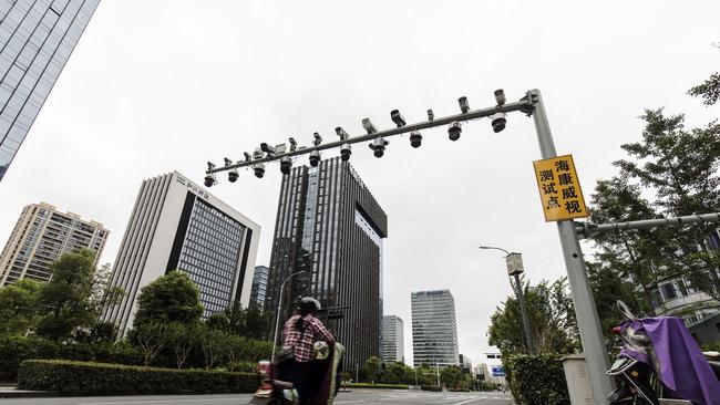 Hikvision surveillance cameras as seen at a testing station near the company’s headquarters in Hangzhou, China. Picture: Qilai Shen / Bloomberg News