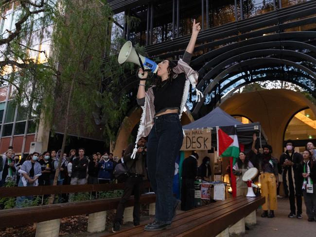 A rally kicked off at Melbourne University. Picture: Jason Edwards