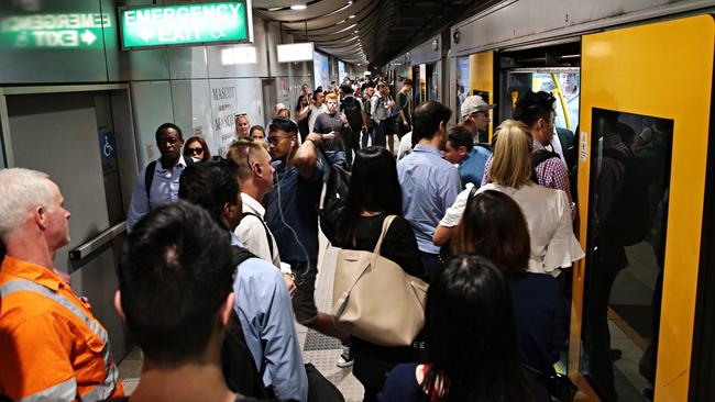 Commuter chaos at Mascot train station. Picture: Adam Yip