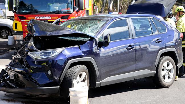 Two of the cars were severely damaged and had to be towed. Picture: NCA NewsWire / Kelly Barnes