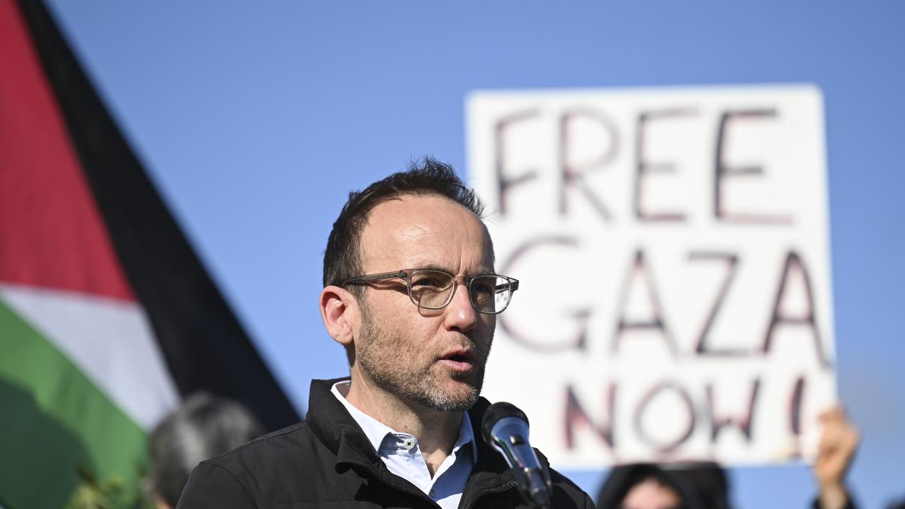 Adam Bandt attended a pro-Palestine rally outside Parliament House on Thursday. Picture: NCA NewsWire / Martin Ollman