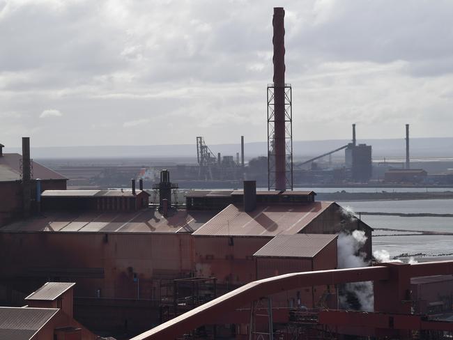 General view of the Arrium Steels works In Whyalla, South Australia, Monday, July 17, 2017. (AAP Image/David Mariuz) NO ARCHIVING